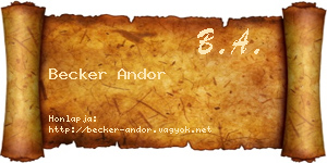 Becker Andor névjegykártya